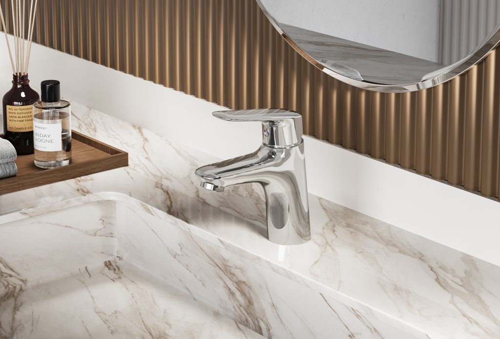 Nexaliving 87801 basin faucet installed on washbasin