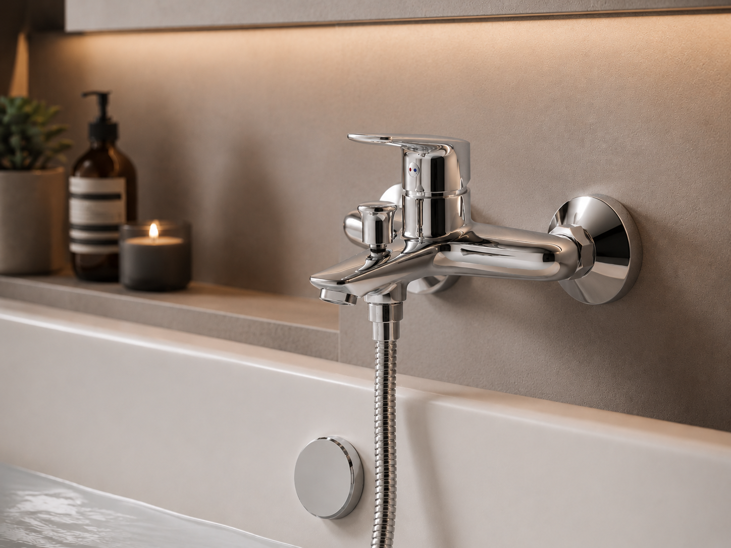 Nexaliving 87803 bath/shower mixer, chrome, wall-mounted