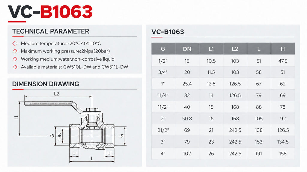 Technische specificaties en maattekening VC-B1063