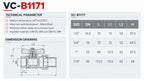 Technische specificaties en maattekening VC-B1171