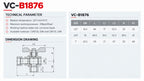 Technische specificaties en maattekening VC-B1876