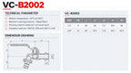 Technische specificaties en maattekening VC-B2002
